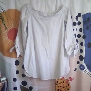 Tibi NWT Off The Shoulder Pinstriped Shirt, Size 2